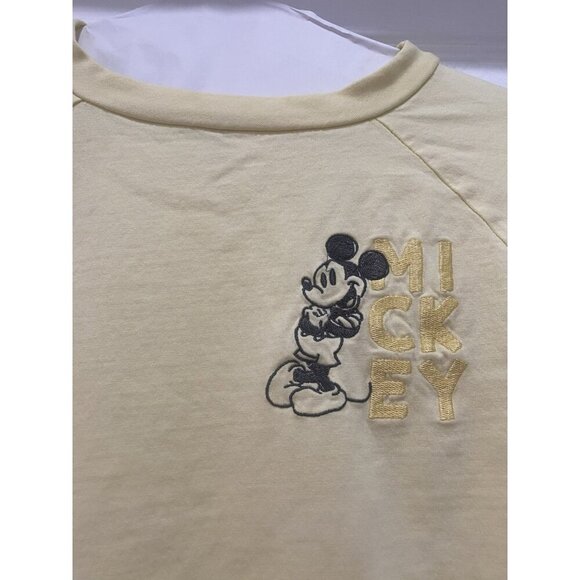 Yellow Disney Adults Unisex Sz XS Mickey Mouse Long Sleeve Crew Neck Embroidered - Picture 3 of 9